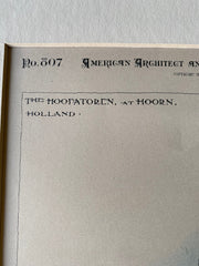 Hoofdtoren, Hoorn, Holland, Netherlands, 1891, Hand Colored Original -