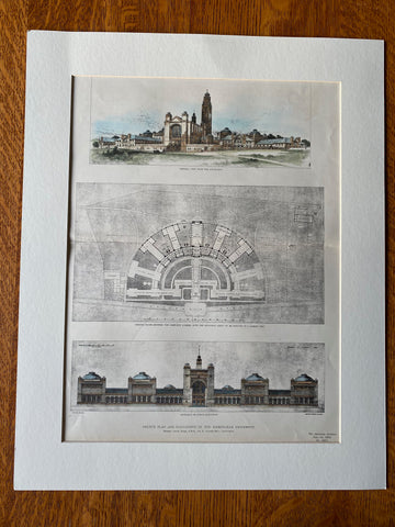 Birmingham University, Birmingham, England, UK, 1902, Hand Colored Original -