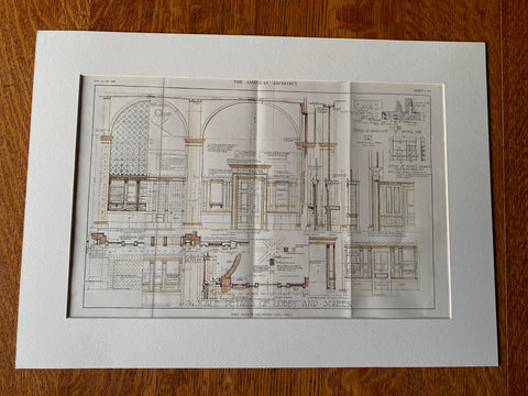 Post Office, Interior Details, Oklahoma City, OK, 1912, Hand Colored Original -
