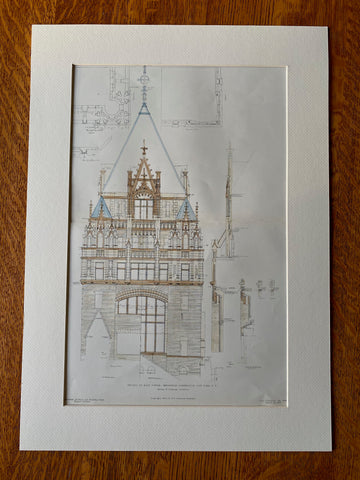 Broadway Tabernacle, Tower Details, New York, NY, 1905, Hand Colored Original -
