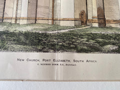 New Church, Port Elizabeth, South Africa, 1892, R N Shaw, Hand Colored Original -