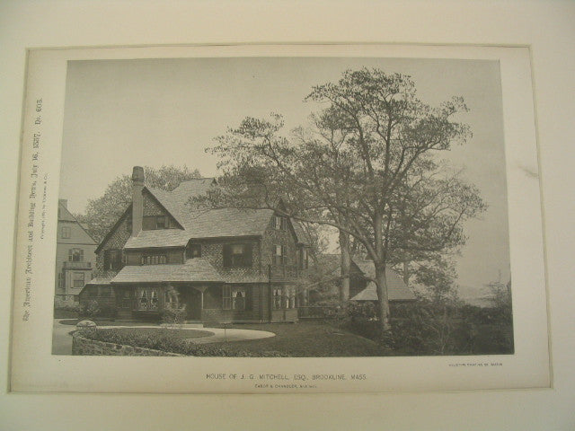 House of J. G. Mitchell, ESQ., Brookline, MA, 1887, Cabot & Chandler