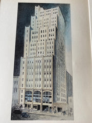 Herald Tribune Building, 40th Street, New York, 1929, Hand Colored Original -