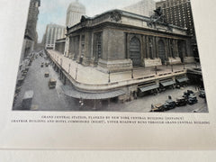 Grand Central Station, Park Avenue, New York, 1929, Hand Colored Original -