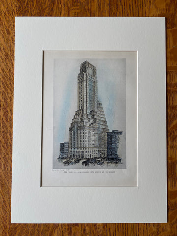 Fred F French Building, 5th Avenue, New York, 1929, Hand Colored Original -