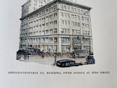 Arnold Constable Company, 5th Avenue, New York, 1929, Hand Colored Original -