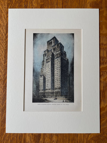 Hotel Governor Clinton, 7th Avenue, New York, 1929, Hand Colored Original -