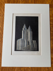 Waldorf Astoria Hotel, Park Avenue, New York, 1929, Hand Colored Original -