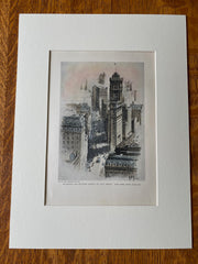 New York Times Building, Times Square, New York, 1929, Hand Colored Original -