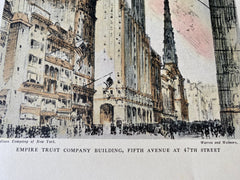 Empire Trust Company, Fifth Avenue, New York, 1929, Original Hand Colored -