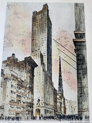 Empire Trust Company, Fifth Avenue, New York, 1929, Original Hand Colored -