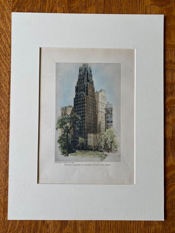 American Radiator, 40th Street, New York, 1929, Original Hand Colored Lithograph -