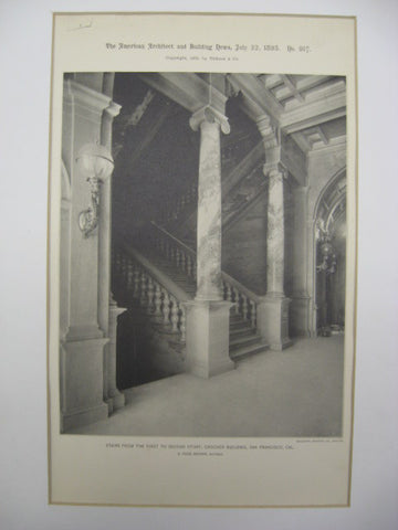 Stairs from the First to Second Story at the Crocker Building, San Francisco, CA, 1893, A. Page Brown