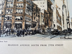 Emmett Building, 95 Madison Avenue, New York, 1929, Original Hand Colored -