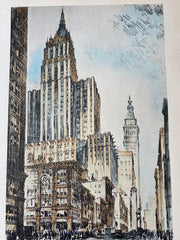 Emmett Building, 95 Madison Avenue, New York, 1929, Original Hand Colored -
