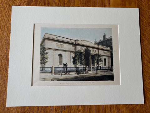 Pierpont Morgan Library (Museum), New York, 1929, McKim, Original Hand Colored -