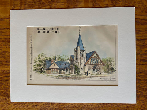 Grove Hall Universalist Society, Dorchester, MA, 1894, Original Hand Colored -