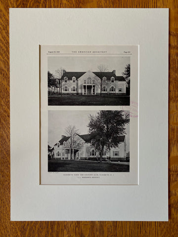 Elizabeth Town and Country Club, Elizabeth, NJ, 1928, Lithograph. Wendehack.
