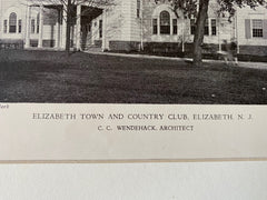 Elizabeth Town and Country Club, Elizabeth, NJ, 1928, Lithograph. Wendehack.