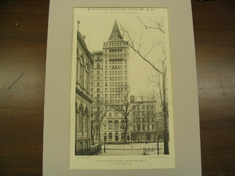 Home Life Insurance Building on Broadway, New York, NY, 1897, N. Le Brun and Sons