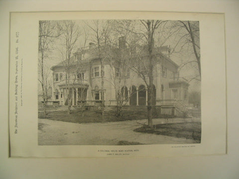 A Colonial House, Boston, MA, 1894, James T. Kelly