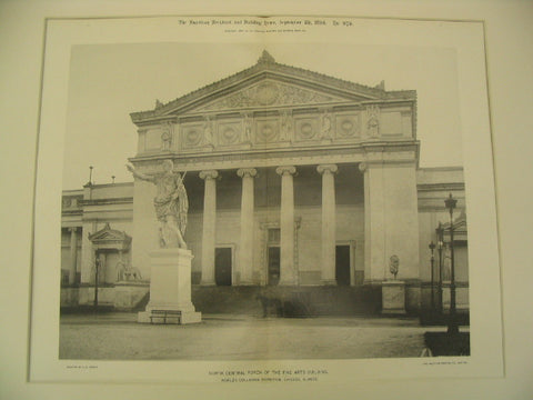 North Central Porch of the Fine Arts Building at the World's Columbian Exhibition, Chicago, IL, 1894, Charles B. Atwood