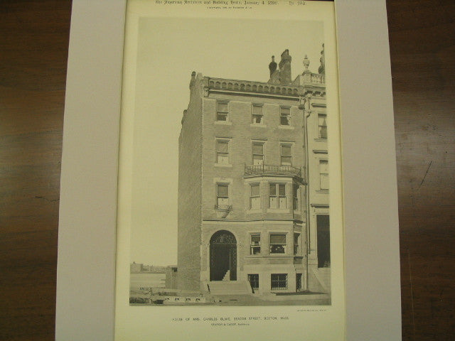 House of Mrs. Charles Blake, Beacon St., Boston, MA, 1890, Sturgis and Cabot
