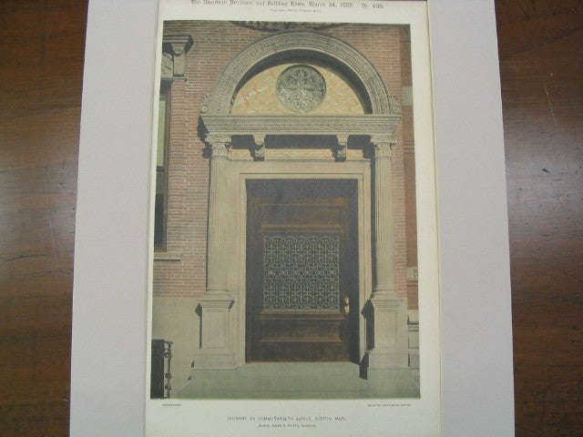 Doorway on Commonwealth Avenue, Boston, MA, 1888, McKim, Mead and White
