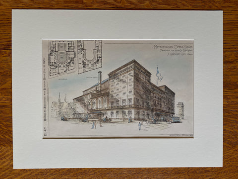 Metropolitan Opera House, Broadway & 39th, New York, 1884, Original Hand Colored -