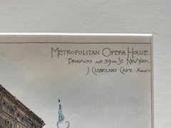 Metropolitan Opera House, Broadway & 39th, New York, 1884, Original Hand Colored -