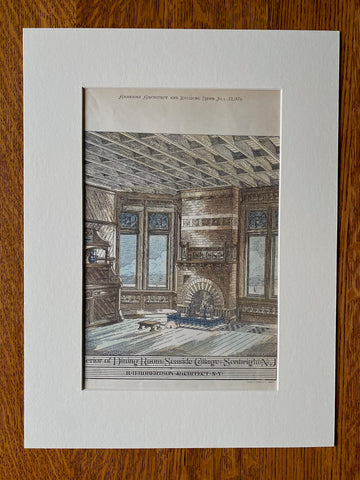 Dining Room, Seaside Cottage, Seabright, NJ, 1876, Hand Colored Original -