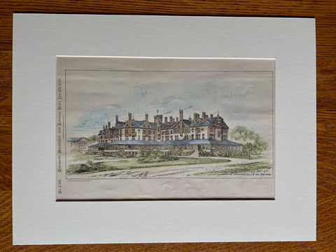 Winter Motel at the Seaside by Bruce Price, 1880, Hand Colored Original -