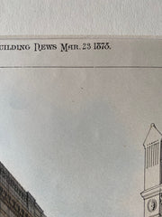 Store on Franklin St, Boston, MA, 1878, Cummings & Sears, Hand Colored Original -