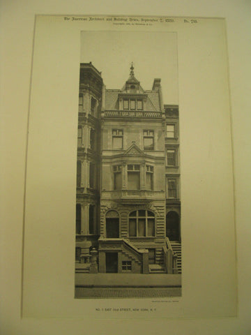 Number 5 on East 53rd Street, New York, NY, 1889