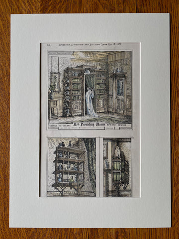 Furniture of George Clarke & Edward Dewson, Boston, 1877, Original Hand Colored -