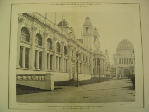 West Front of Electricity Building and North Front of Administration Building at the World's Columbian Exhibition, Chicago, IL, 1894, Van Brunt & Howe and R. M. Hunt