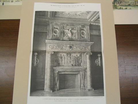 A Chimney-Piece in the House Reading Room: Library of Congress, Washington, DC, 1897, Smithmeyer, Pelz, and Casey