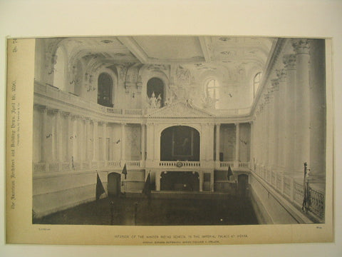 Interior of the Winter Riding School at the Imperial Palace, Vienna, Austria, EUR, 1890