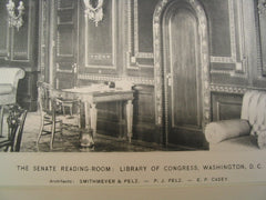 Senate Reading-Room at the Library of Congress, Washington, DC, 1898, Smithmeyer, Pelz and Casey