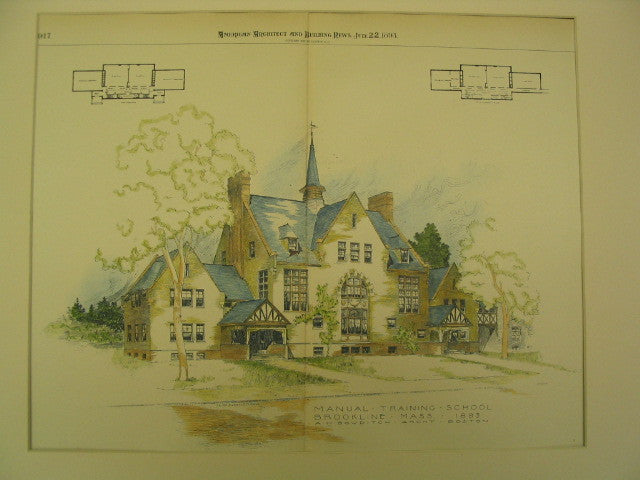 Manual Training School, Brookline, MA, 1893, A. H. Bowditch