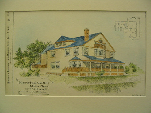 House on Powderhorn Hill for A. T. Hunnewell, Chelsea, MA, 1889, Rodman and Norris