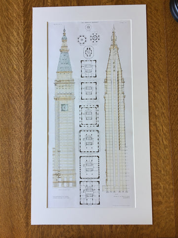 Metropolitan Tower, Madison Square, New York, NY, Le Brun & Sons, Original, Hand Colored