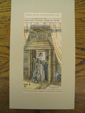 Hooded Mantel for Henry I. Sheldon, Esq., Chicago, IL, 1877, The Household Art Co., Boston