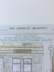 Eye Hospital, 57th St & 10th Ave, New York, Crow Lewis Wickenhoefer, Original, Hand Colored