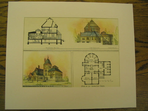 Design for Woburn Library, Woburn, MA, 1877, Cummings & Sears