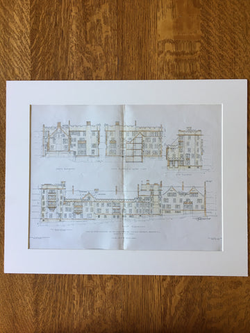 Ten Class Dormitory, Princeton University, Princeton, NJ, 1906, Original Plan, Hand Colored