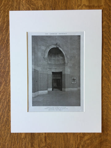 Union Passenger Station, Doorway Detail, Richmond, VA, circa 1925, Lithograph