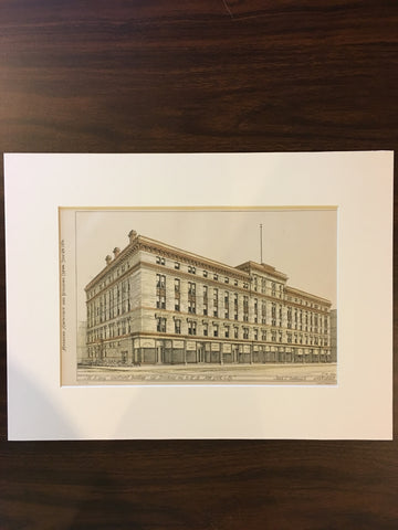The Albany Apartment Building, Broadway & 51st, NY, 1876, Original, Hand Colored