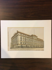 The Albany Apartment Building, Broadway & 51st, NY, 1876, Original, Hand Colored