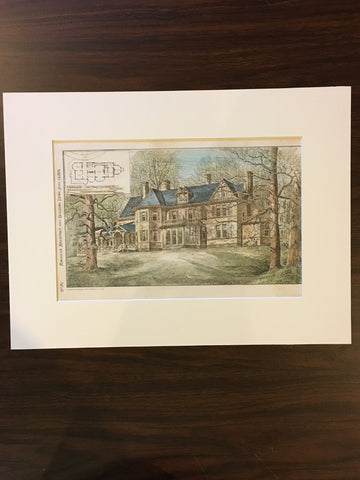 Oaklands, Muncy, Lycoming, PA, 1879, T P Chandler, Original, Hand Colored